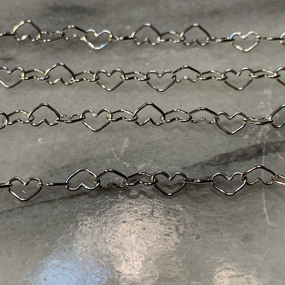 Sterling Silver .925 Heart Chain Necklace 18” - Picture 2 of 4